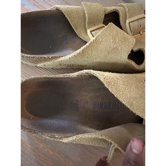 Birkenstock Suede Slip On Flat Slide Sandals Tan Men’s Size Size 42 / US 11-11.5 - Picture 6 of 8